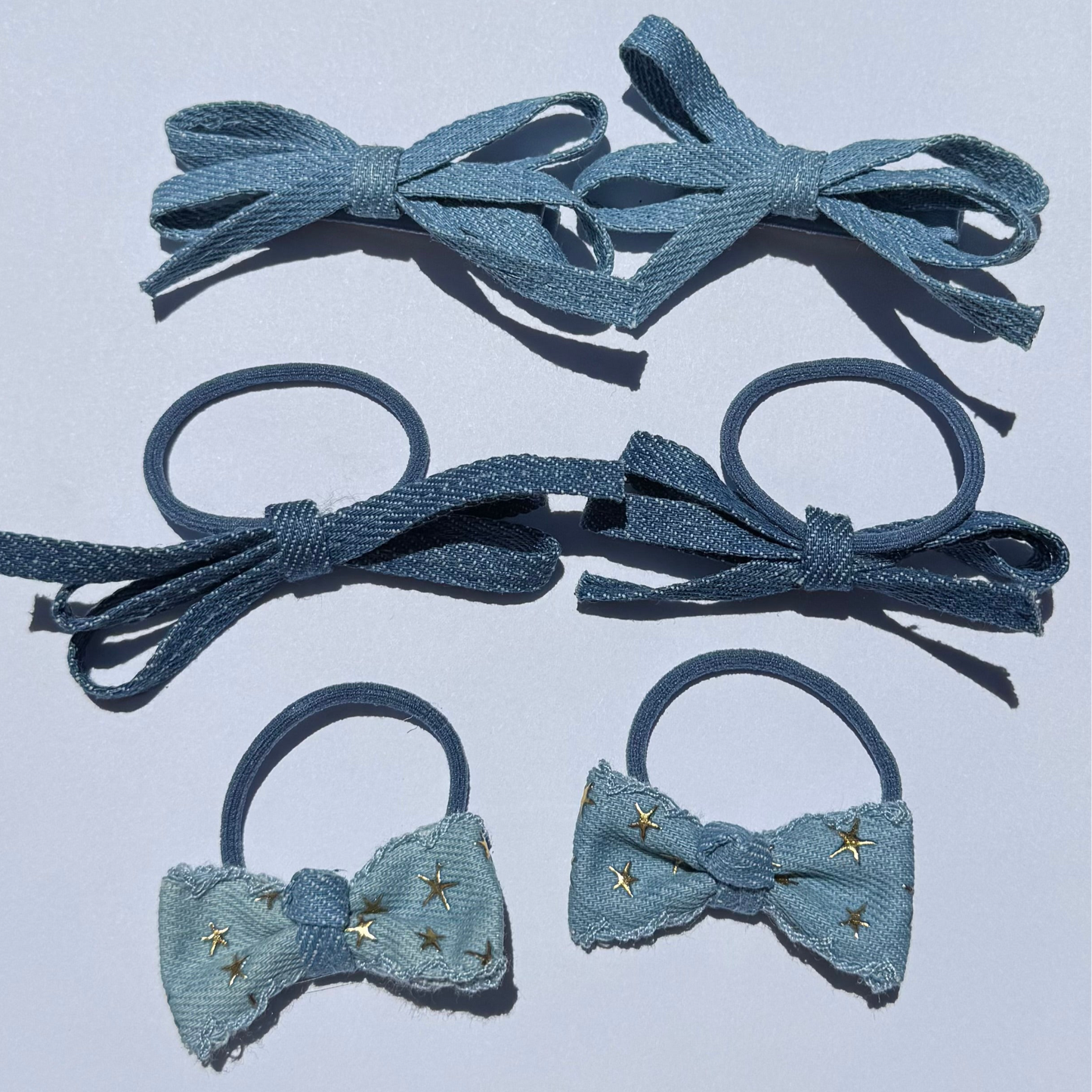 Everyday Denim Bows - 6pc Set