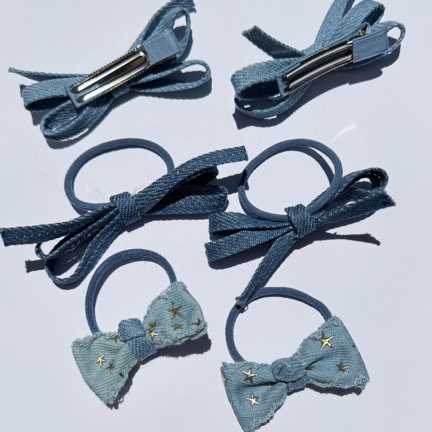 Everyday Denim Bows - 6pc Set